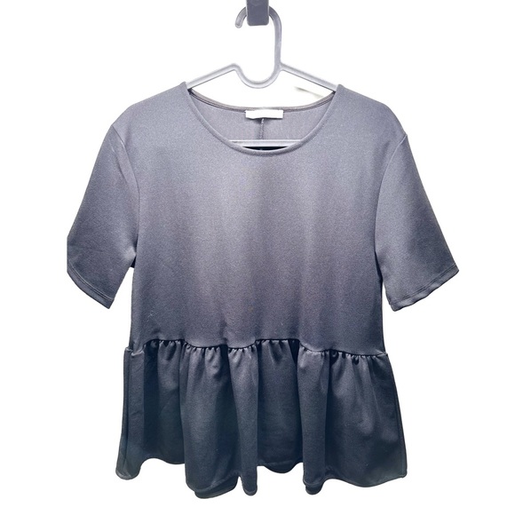 Black Zara Short Sleeve with Ruffles - Picture 1 of 2